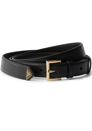 Prada logo plaque leather belt - Black