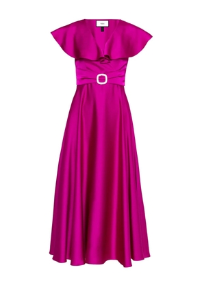 NISSA ruffled satin midi dress - Purple