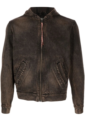 Aries logo-print hooded denim jacket - Orange