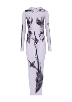 Jean Paul Gaultier long-sleeved printed maxi dress - White