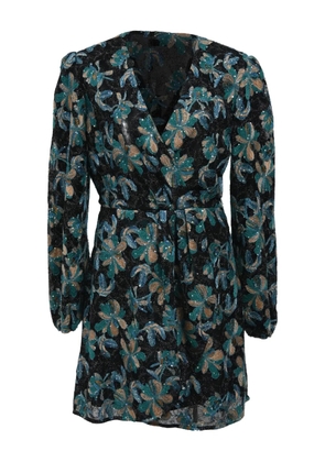 SANDRO embroidered long-sleeve mini dress - Black