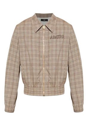AMIRI check-pattern embroidered-logo jacket - Brown
