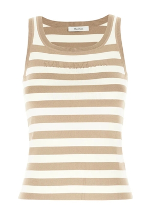 Max Mara striped-pattern ribbed-knit top - White
