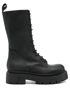 Gisel Moire 40mm leather combat boots - Black