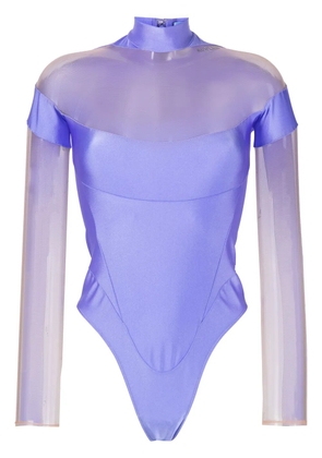 Mugler sheer panelling long-sleeved body - Purple