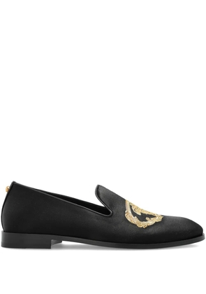 Versace Embroidered Architectural Baroque slippers - Black