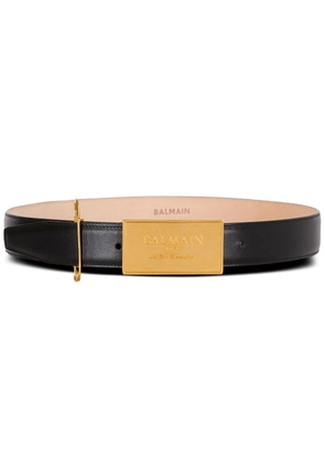 Balmain logo-plaque leather belt - Black