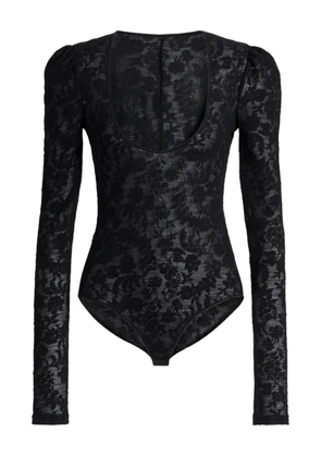 Alberta Ferretti floral-lace long-sleeve bodysuit - Black
