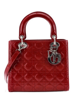 Christian Dior Pre-Owned Lady Dior Bag Cannage Quilt Patent Medium satchel - Red