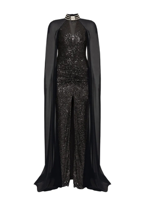 NISSA sequined cape gown - Black