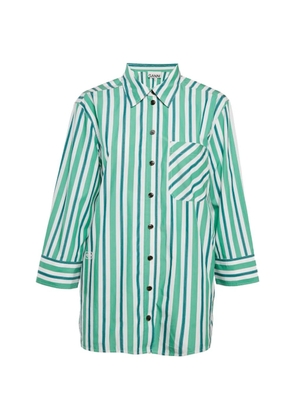 GANNI striped buttoned shirt - Green