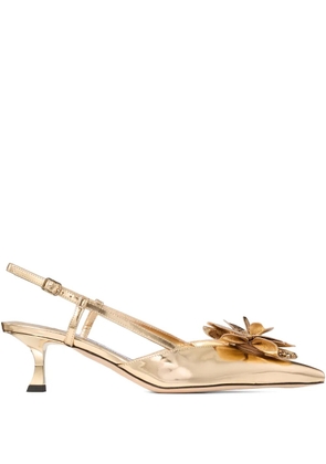 Jimmy Choo 50mm Mimmi floral sling back pumps - Gold
