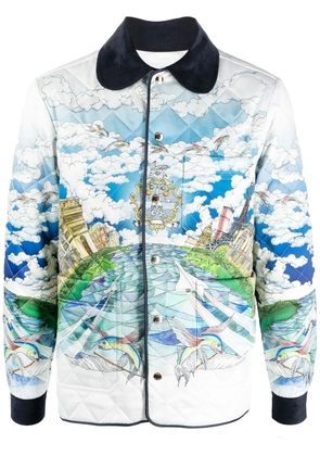 Casablanca graphic-print quilted jacket - White