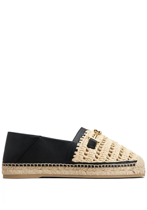 Tod's woven-raffia leather espadrilles - Black