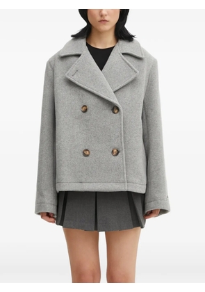 Lacoste wool double-breasted short coat - Grey