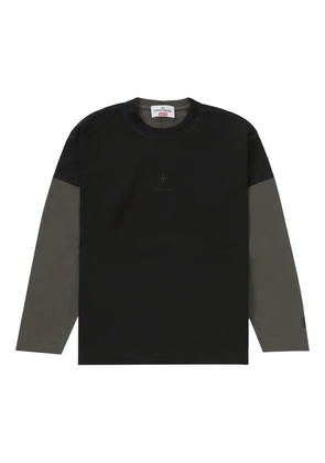 Supreme x Supreme x Stone Island logo detail T-shirt - Black