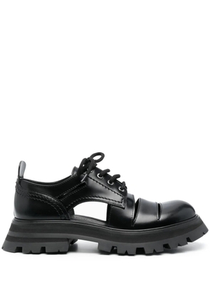 Alexander McQueen cut-out leather Oxford shoes - Black