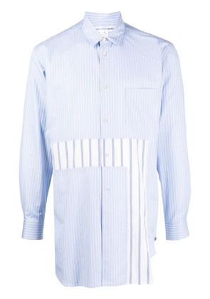 Comme Des Garçons Shirt asymmetric striped panelled cotton shirt - Blue