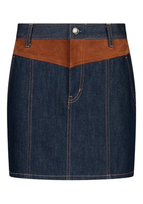 LIU JO suede-panel denim mini skirt - Blue