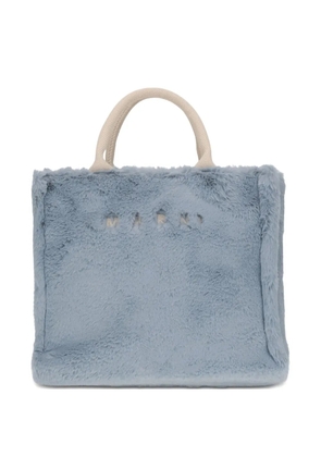 Marni fur-trimmed tote bag - Blue