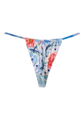 Agua By Agua Bendita crystal-embellished floral bikini bottoms - Blue