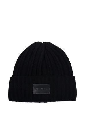 Max Mara ribbed logo-patch beanie hat - Black