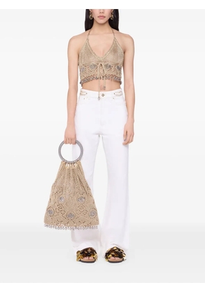 Rabanne beaded crochet tote bag - Gold