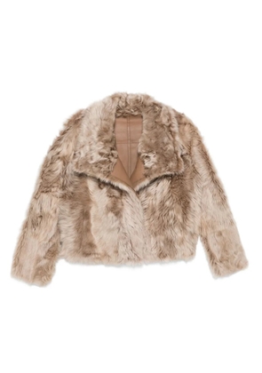 Yves Salomon leather-trimmed fur jacket - Neutrals