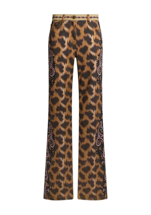 ETRO animal-motif bootcut jeans - Brown