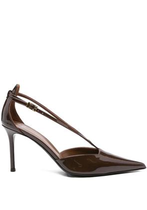 Giuseppe Zanotti 80mm patent leather ankle-strap pumps - Brown