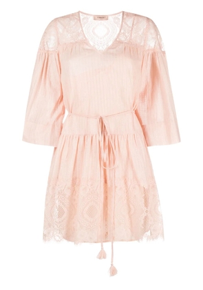 TWINSET lace-panelling cotton dress - Pink