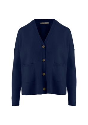 Allude V-neck patch-pocket cardigan - Blue