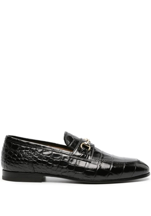 Scarosso crocodile-effect leather loafers - Black