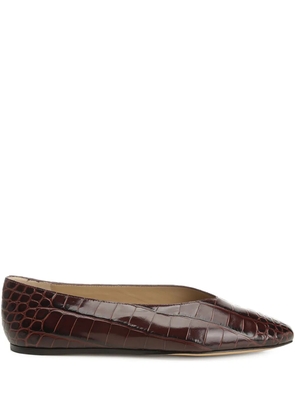 Le Monde Beryl Regency crocodile-effect pointed slippers - Brown