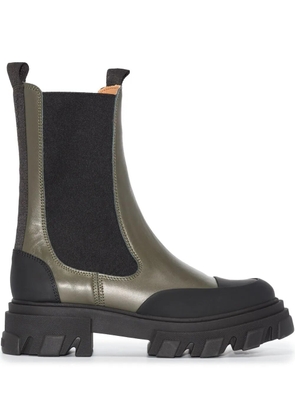 GANNI polished-finish ridged-sole boots - Black