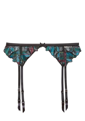 Fleur Du Mal Lily embroidered garter belt - Black