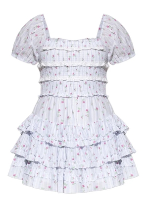 LoveShackFancy floral-print smocked dress - Blue