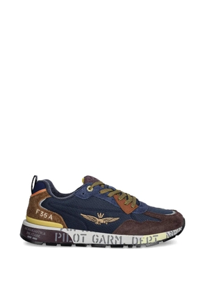 Aeronautica Militare logo-embroidered lace-up sneakers - Blue