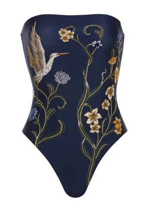 Agua By Agua Bendita bird floral one piece - Blue