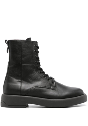 Tommy Hilfiger monogram-plaque leather ankle boots - Black