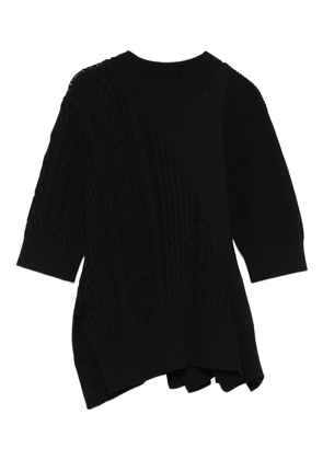 sacai cable-knit flared top - Black