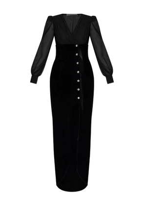 Alessandra Rich jewel-button velvet dress - Black
