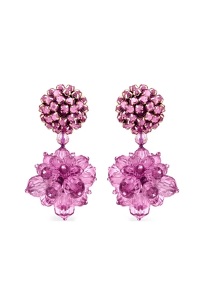 Oscar de la Renta beaded flower earrings - Pink