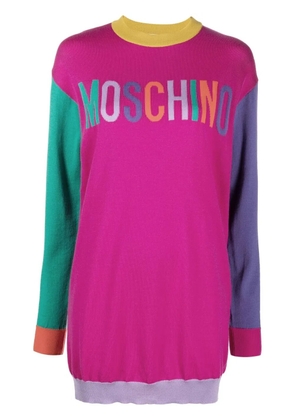 Moschino logo-intarsia sweater dress - Pink