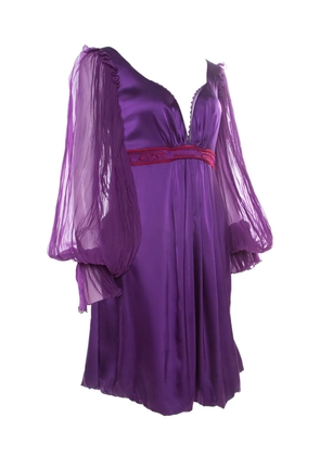 Roberto Cavalli Vintage sheer-sleeved embroidered dress - Purple