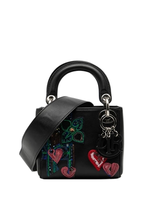 Christian Dior Pre-Owned 2015 Micro Calfskin Patch Embellished Lady Dior satchel - Black
