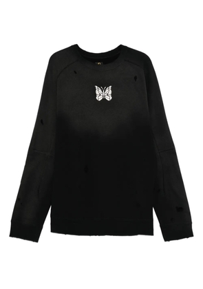 Needles butterfly-print distressed-effect sweatshirt - Black