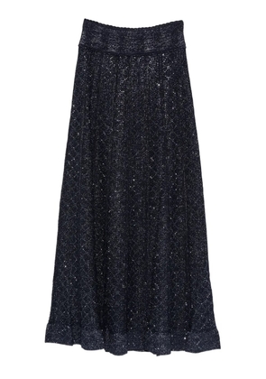 SANDRO textured strass abstract knitted skirt - Blue