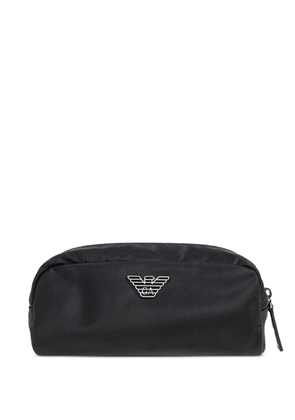 Emporio Armani logo zip wash bag - Black