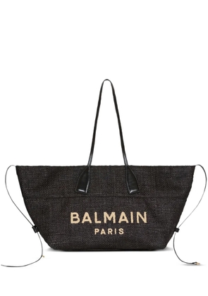 Balmain Track logo-embroidered tote bag - Black